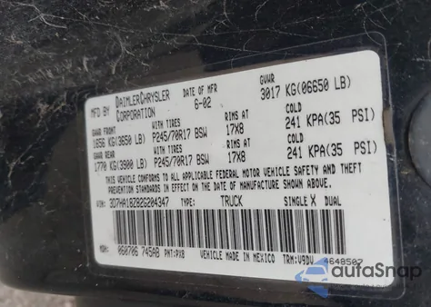 2002 Dodge Ram 1500 St from USA, damaged, VIN 3D7HA18Z82G204347